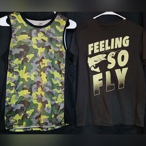 Camo Green and Black Kids Tank Top and Tee Set